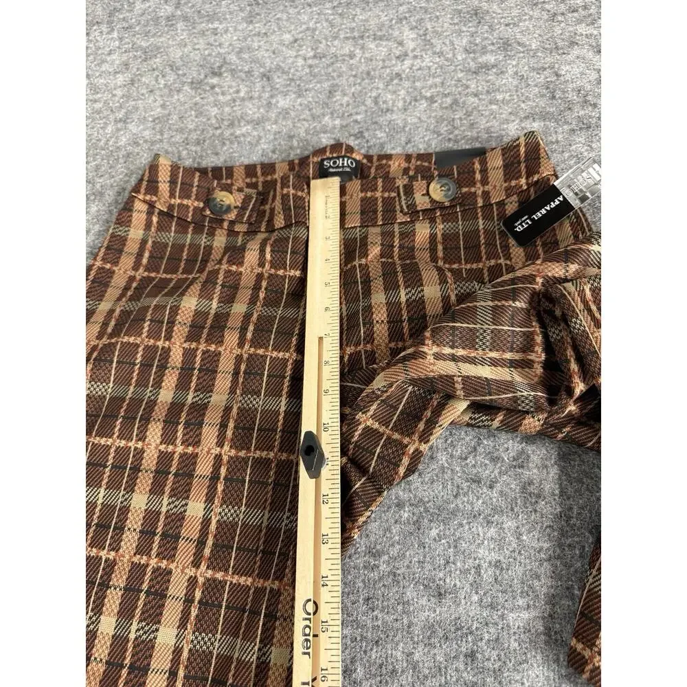 SoHo Apparel Ltd Pants Women Large Plaid Brown Career Dress Pants N34 - Picture 9 of 9